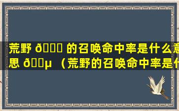 荒野 🐅 的召唤命中率是什么意思 🐵 （荒野的召唤命中率是什么意思呀）